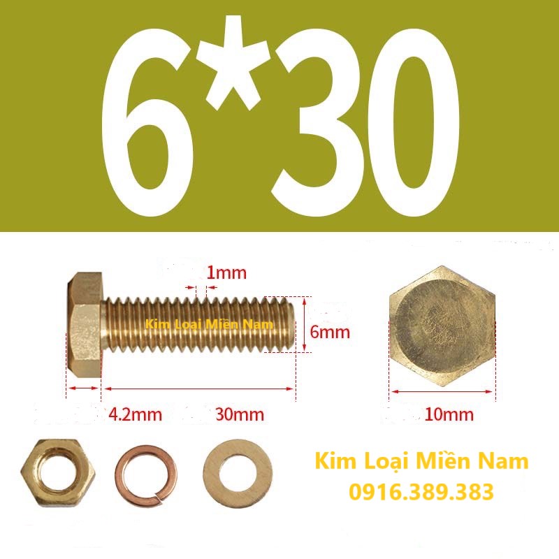 bulong dong thau M6 x 30