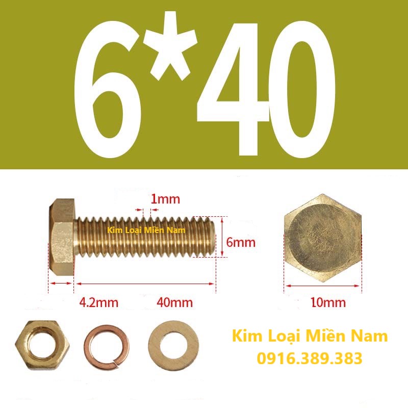 Bulong dong thau M6x40